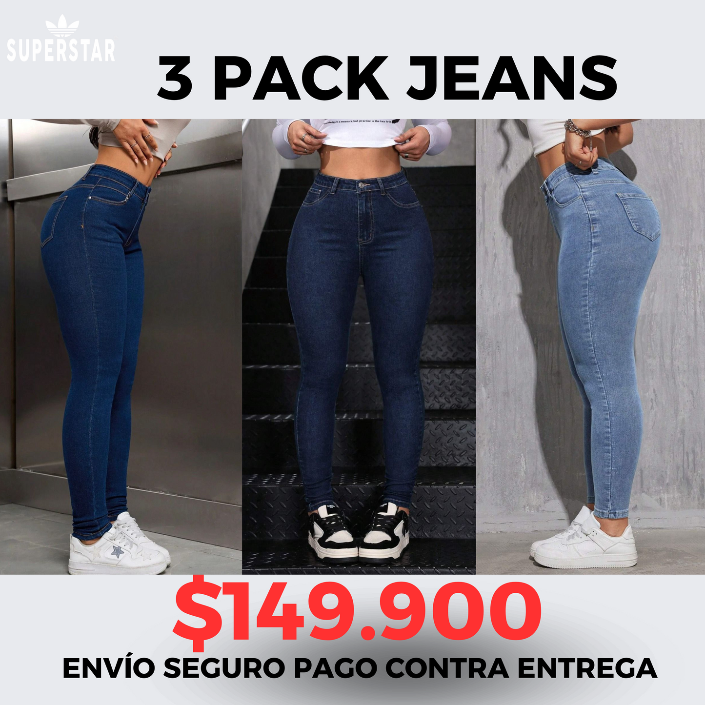 PACK X3 JEANS DAMA